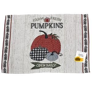 Set of 4 Tapestry Pumpkin Placemats 2 Types Thanksgiving Fall New Holiday Turkey